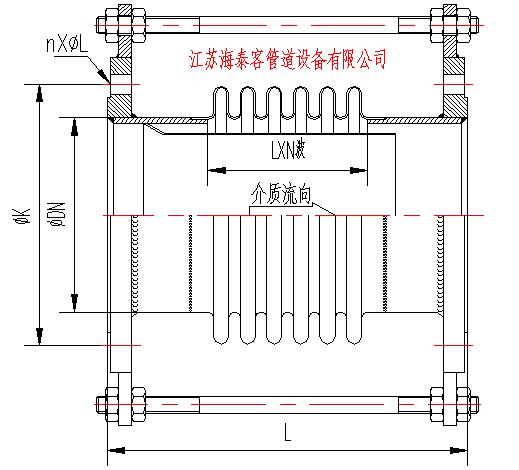 DZ單式軸向型膨脹節(jié)結(jié)構(gòu)圖